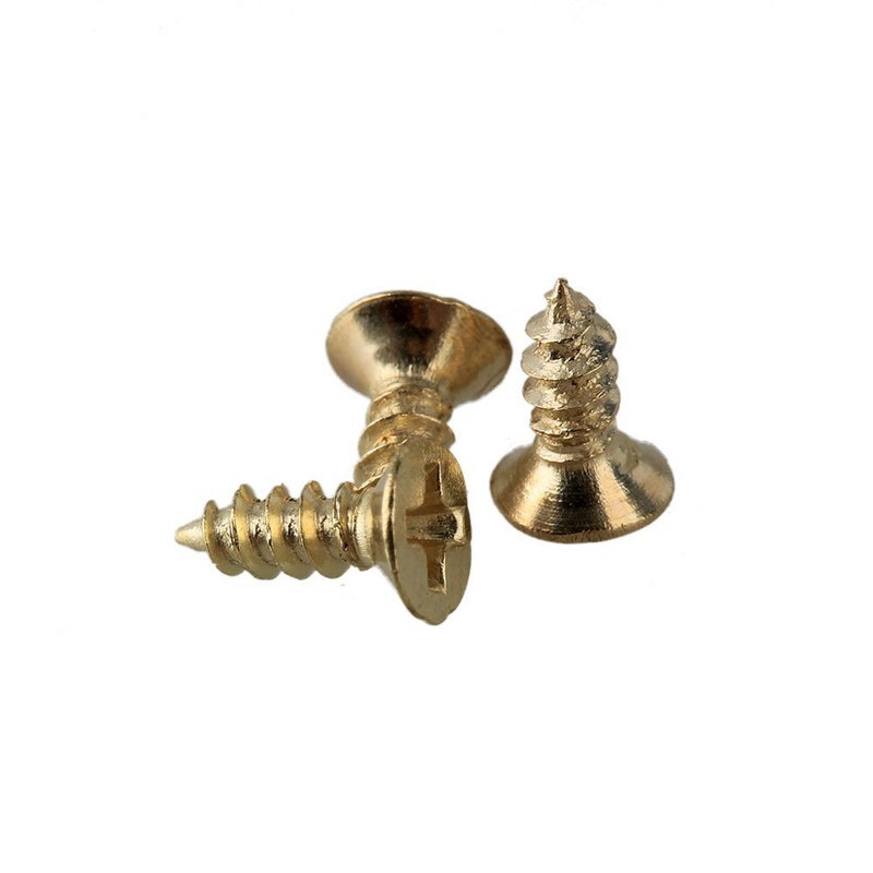 RDEXP Yellow Iron Hardware Flat Head Wood Screw Self Tapping Screws (2 x 6mm) - Image 2